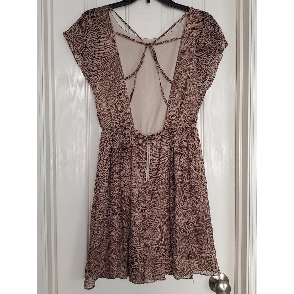 Alice + Olivia Kimber Silk Sheer Animal Print Mini Dress Strappy Open Back Sm - Picture 4 of 10